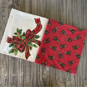 Festive Holiday Reversible Table Runner_Plaid Bows & Christmas Trees